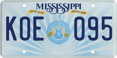 MS license plate KOE095