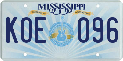 MS license plate KOE096