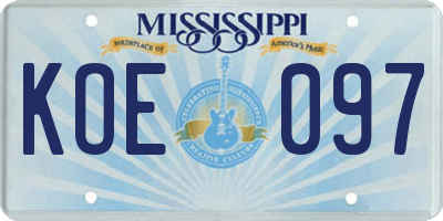 MS license plate KOE097