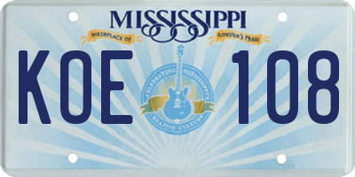 MS license plate KOE108
