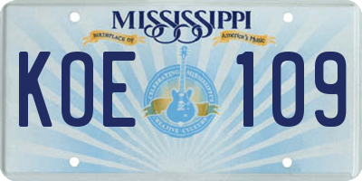 MS license plate KOE109
