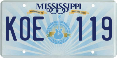 MS license plate KOE119