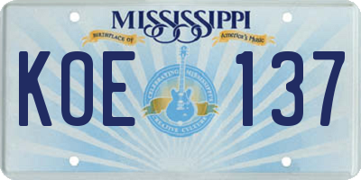 MS license plate KOE137
