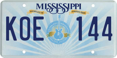 MS license plate KOE144