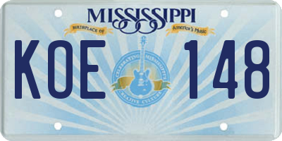 MS license plate KOE148