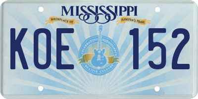 MS license plate KOE152