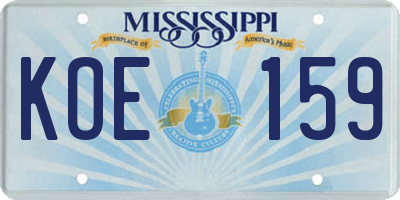 MS license plate KOE159