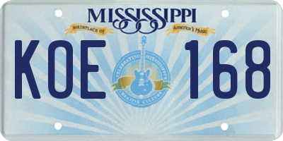 MS license plate KOE168