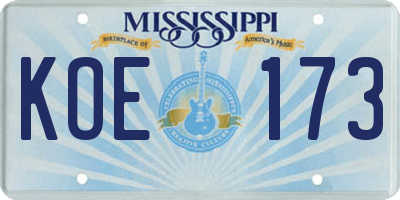 MS license plate KOE173