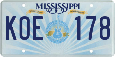 MS license plate KOE178