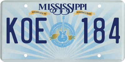 MS license plate KOE184