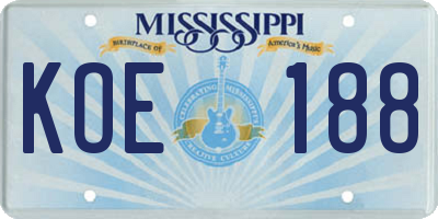 MS license plate KOE188