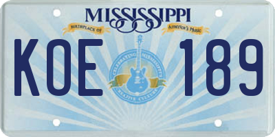 MS license plate KOE189