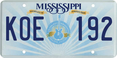 MS license plate KOE192