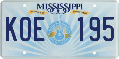 MS license plate KOE195