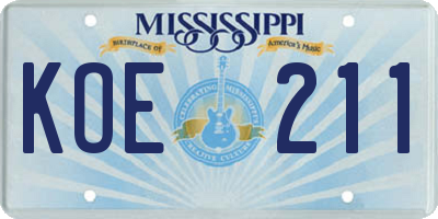 MS license plate KOE211