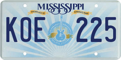 MS license plate KOE225