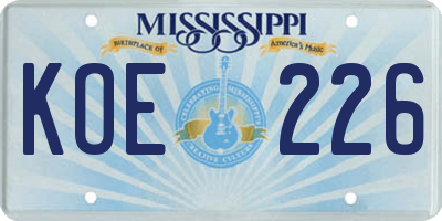MS license plate KOE226