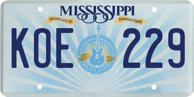 MS license plate KOE229