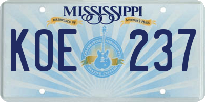 MS license plate KOE237