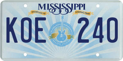 MS license plate KOE240
