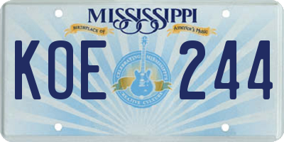 MS license plate KOE244