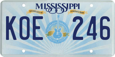 MS license plate KOE246