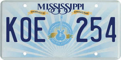 MS license plate KOE254