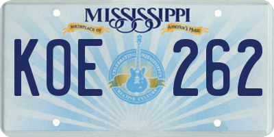 MS license plate KOE262