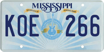 MS license plate KOE266