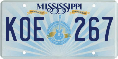 MS license plate KOE267