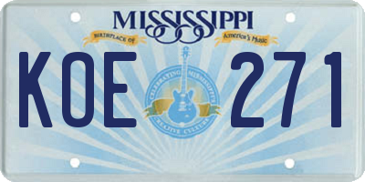 MS license plate KOE271