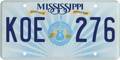 MS license plate KOE276