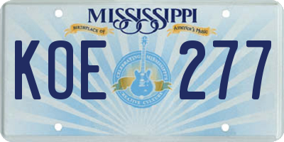 MS license plate KOE277