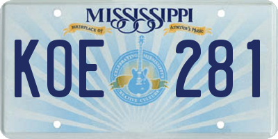 MS license plate KOE281