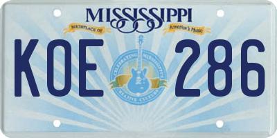 MS license plate KOE286