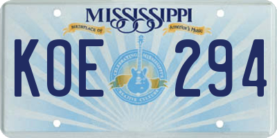 MS license plate KOE294