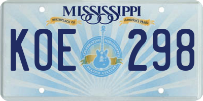 MS license plate KOE298