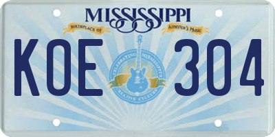 MS license plate KOE304