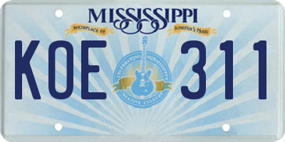 MS license plate KOE311