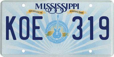 MS license plate KOE319
