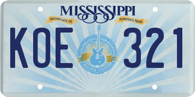 MS license plate KOE321