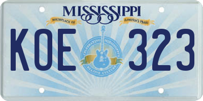 MS license plate KOE323