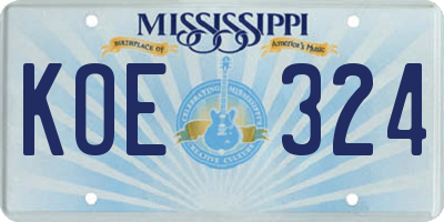 MS license plate KOE324