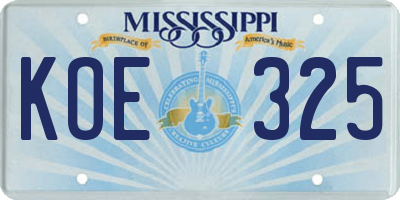 MS license plate KOE325