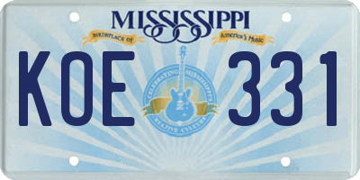 MS license plate KOE331