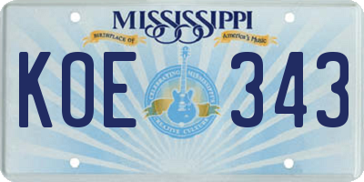 MS license plate KOE343