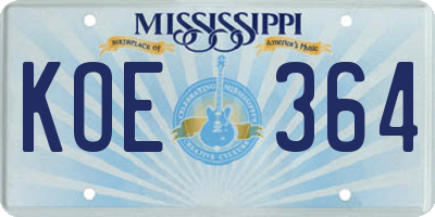 MS license plate KOE364
