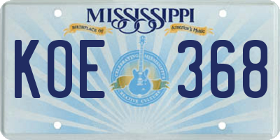 MS license plate KOE368