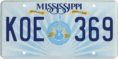 MS license plate KOE369